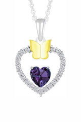Alexandrite Gemstone Heart with Butterfly Pendant Necklace