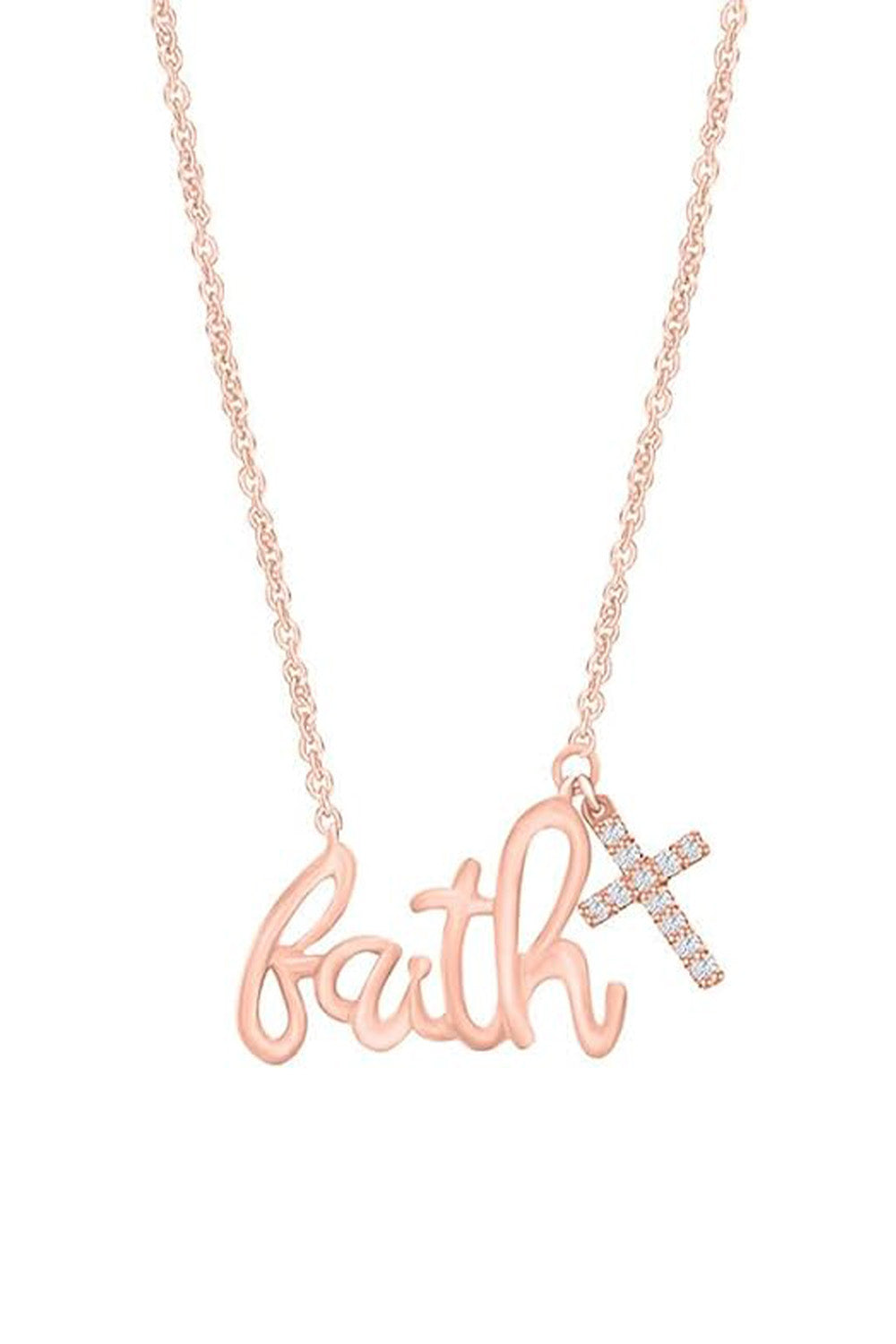 Rose Gold Color Moissanite Cross Faith Charm Pendant Necklace Online