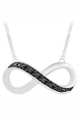 White Gold Color Yaathi Black Infinity Necklace, Pendant for Women 