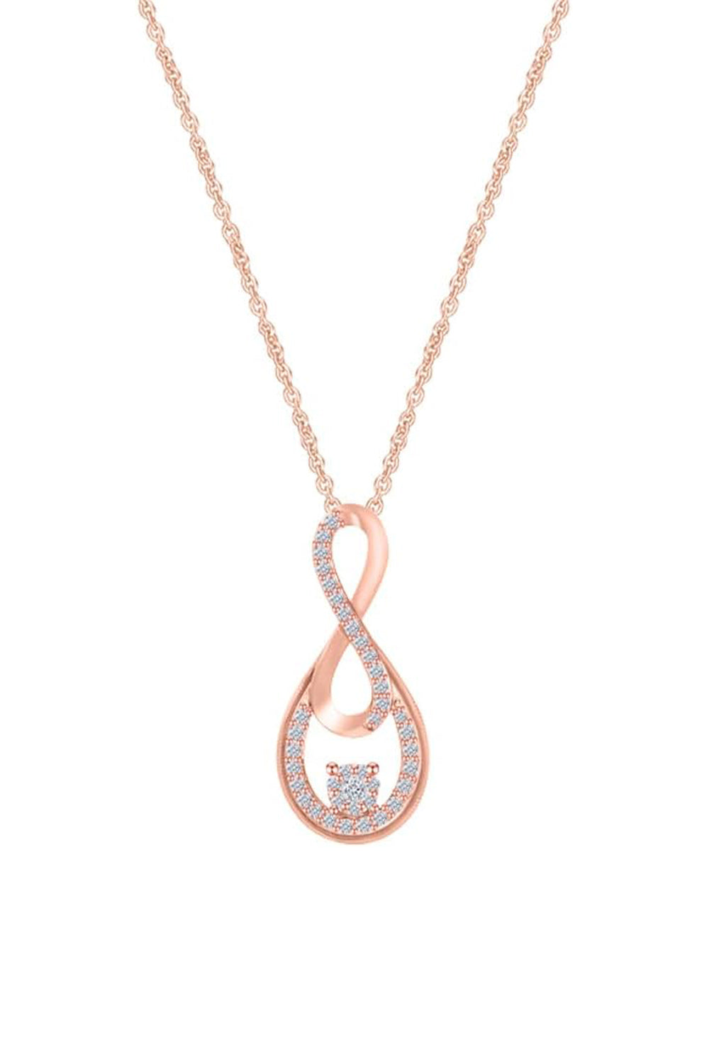 Rose Gold Color Yaathi Double Infinity Pendant Necklace, Pendants Online 