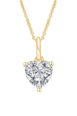 Yellow Gold Color Love Heart Moissanite Diamond Pendant Necklace