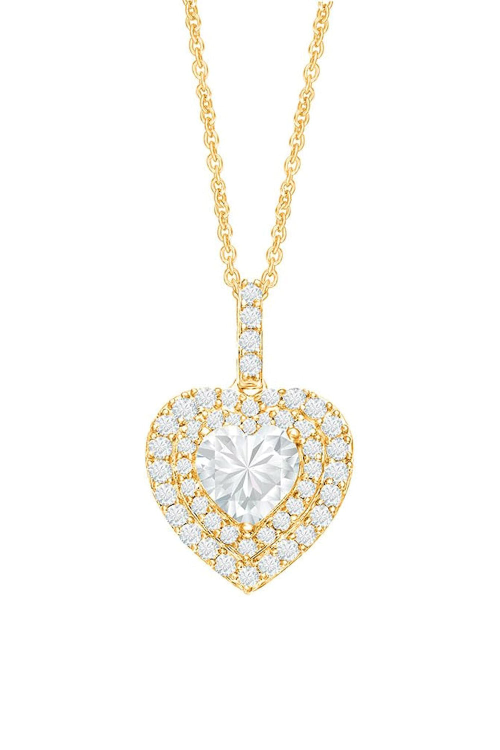 Yellow Gold Color Popular Moissanite Love Heart Pendant Necklace
