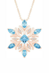 Rose Gold Color Princess and Marquise Snowflake Pendant Necklace