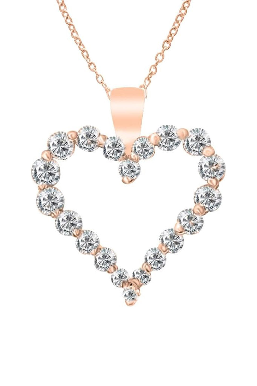 Rose Gold Color Moissanite Heart Pendant Necklace, Pendant For Women