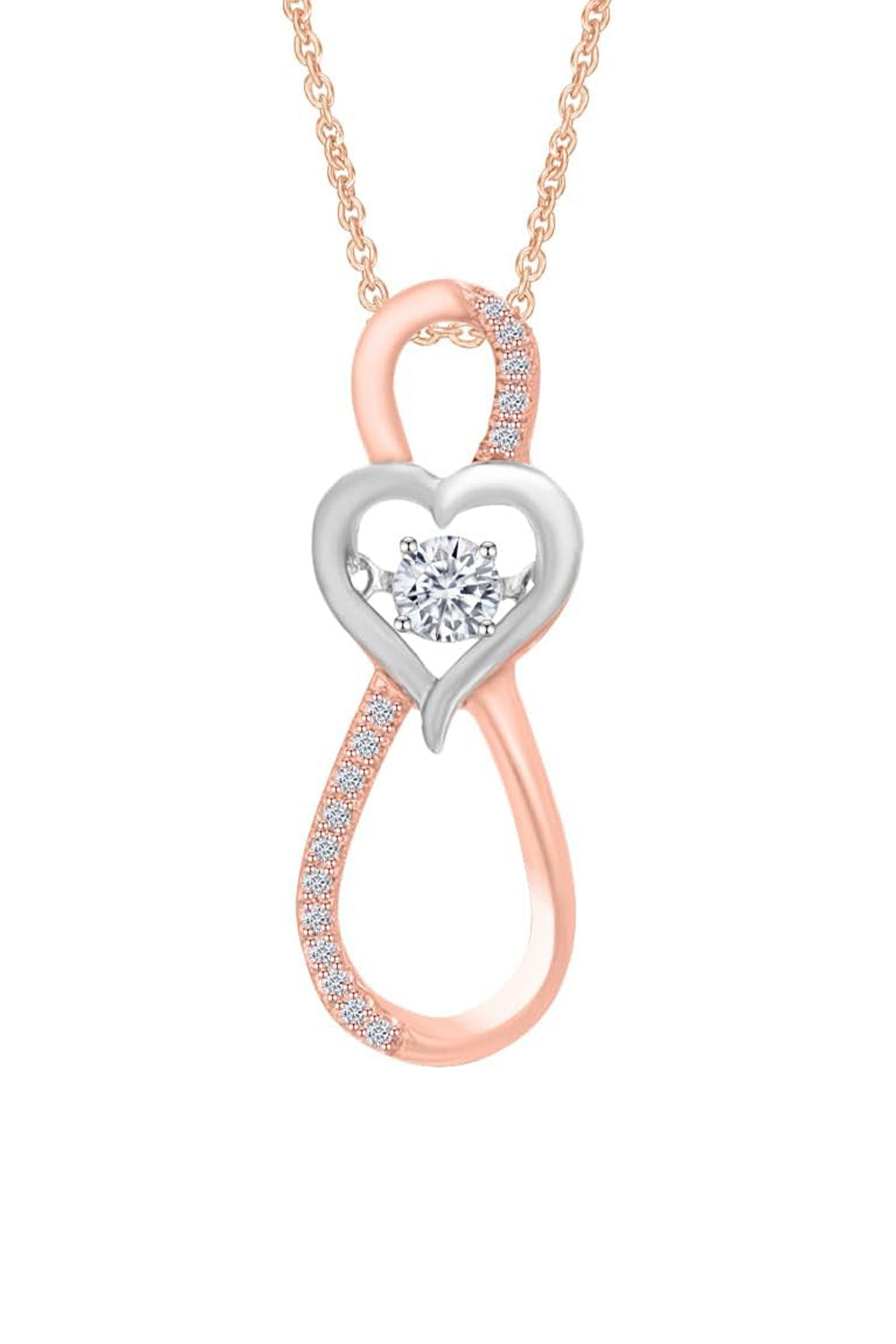 Rose Gold Color Infinity with Heart Pendant Necklace