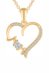 Yellow Gold Color Yaathi Moissanite Mom Love Heart Pendant Necklace