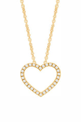 Yellow Gold Color Trending Moissanite Open Heart Pendant Necklace