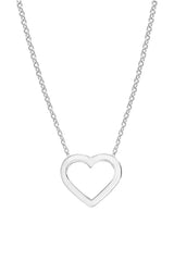 White Gold Color Open Heart Pendant Necklace