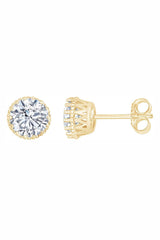 Yellow Gold Color Yaathi Stud Earrings for Women, Silver Studs for Women 