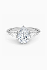 Moissanite Pear Cut Three Stone Ring