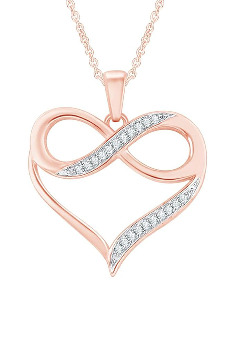Rose Gold Color Heart with Infinity Pendant Necklace, Infinity Necklace