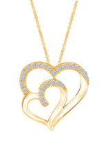 Yellow Gold Color 1/2 Carat Moissanite Double Heart Pendant Necklace 