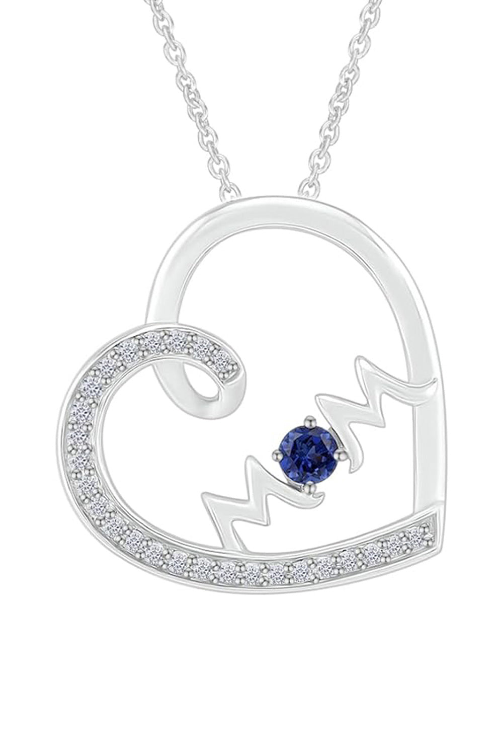 White Gold Color Mom Heart Pendant Necklace 