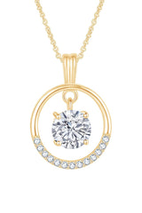 Yellow Gold Color Diamond Dancing Pendant Necklace