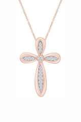 Rose Gold Color Latest Moissanite Cross Pendant Necklace in 18K Gold