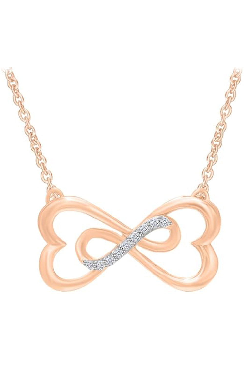 Rose Gold Color Sideways Heart Shaped Infinity Necklace