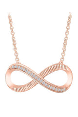 Rose Gold Color 1/4 Carat Sideways Infinity Pendant Necklace