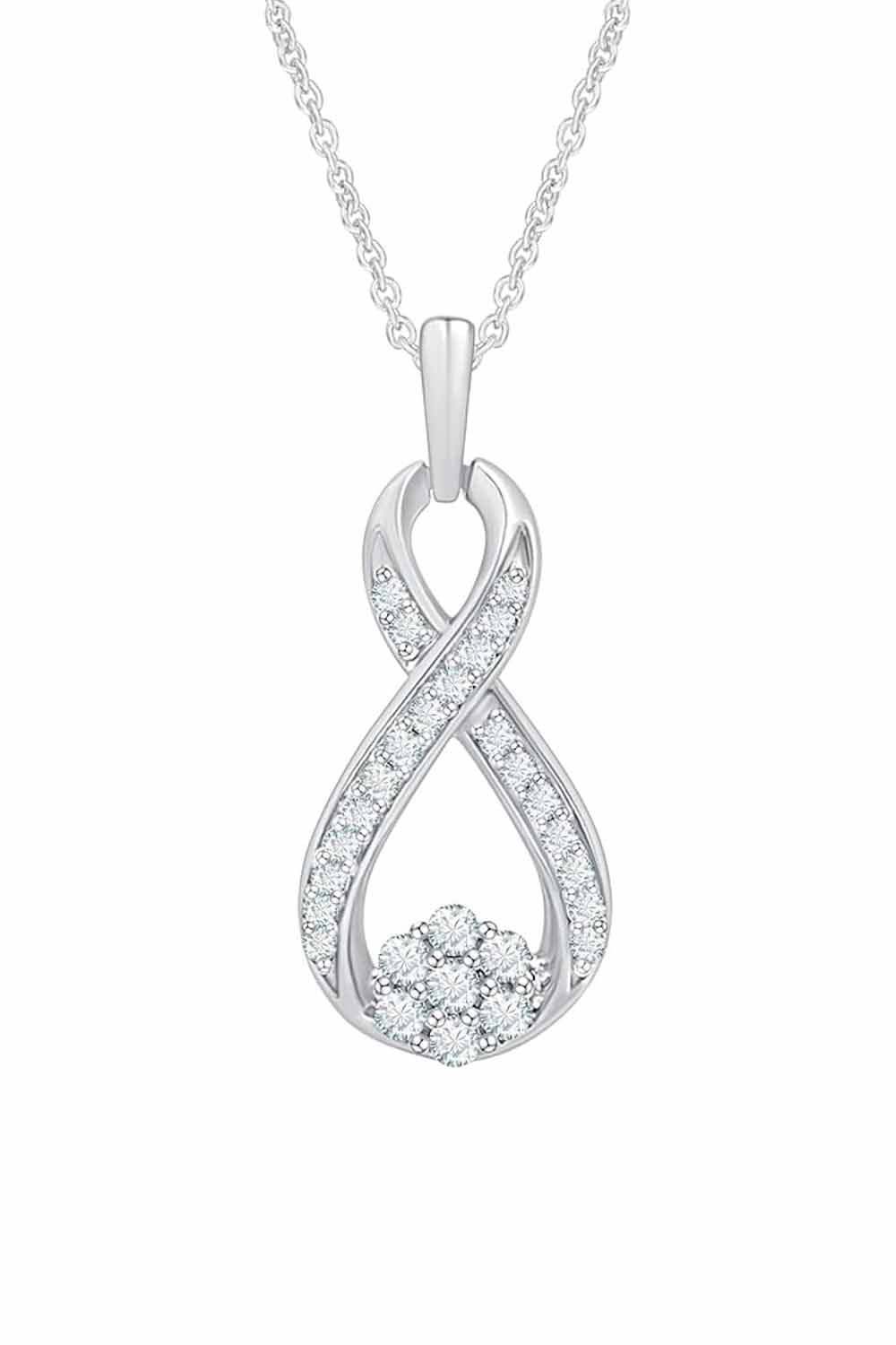 White Gold Color Yaathi Moissanite Infinity Pendant Necklace for Women 