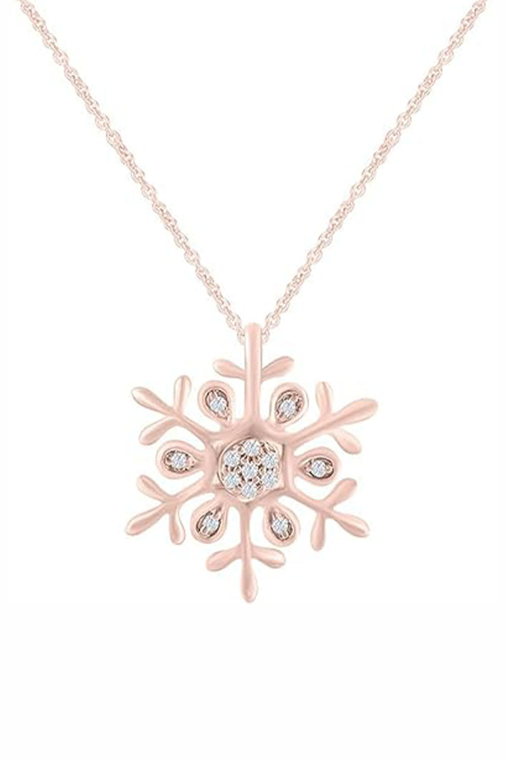 Rose Gold Color Moissanite Snowflake Pendant Necklace for Women 