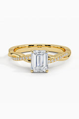 Emerald Cut Moissanite Twisted Ring