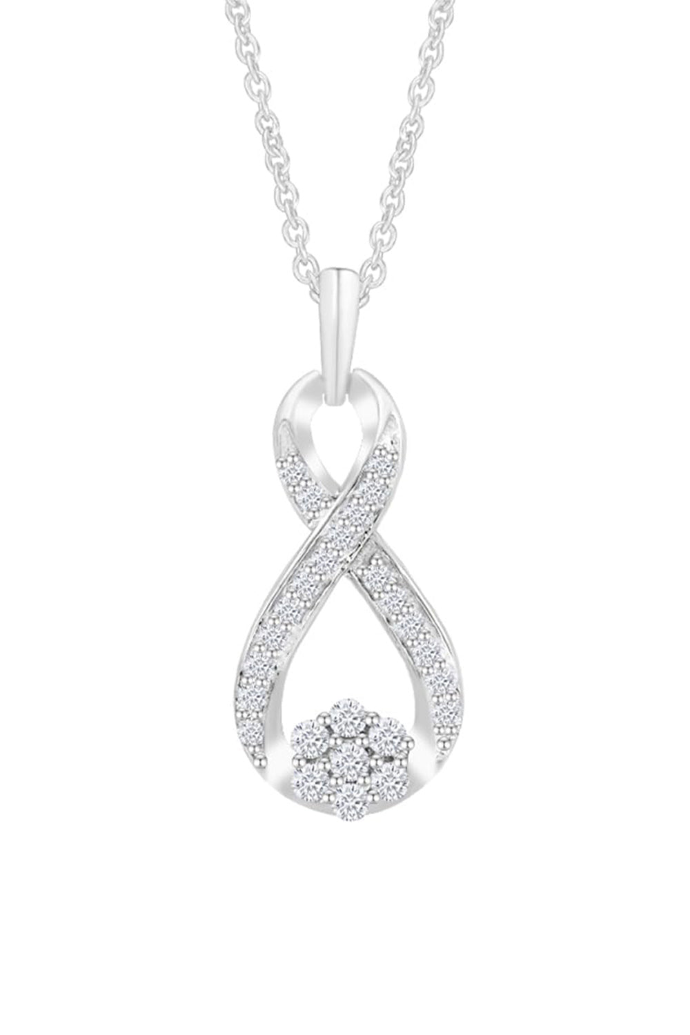 White Gold Color Ladies Infinity Pendant Necklace
