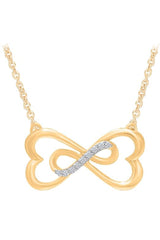 Yellow Gold Color Sideways Heart Shaped Infinity Necklace