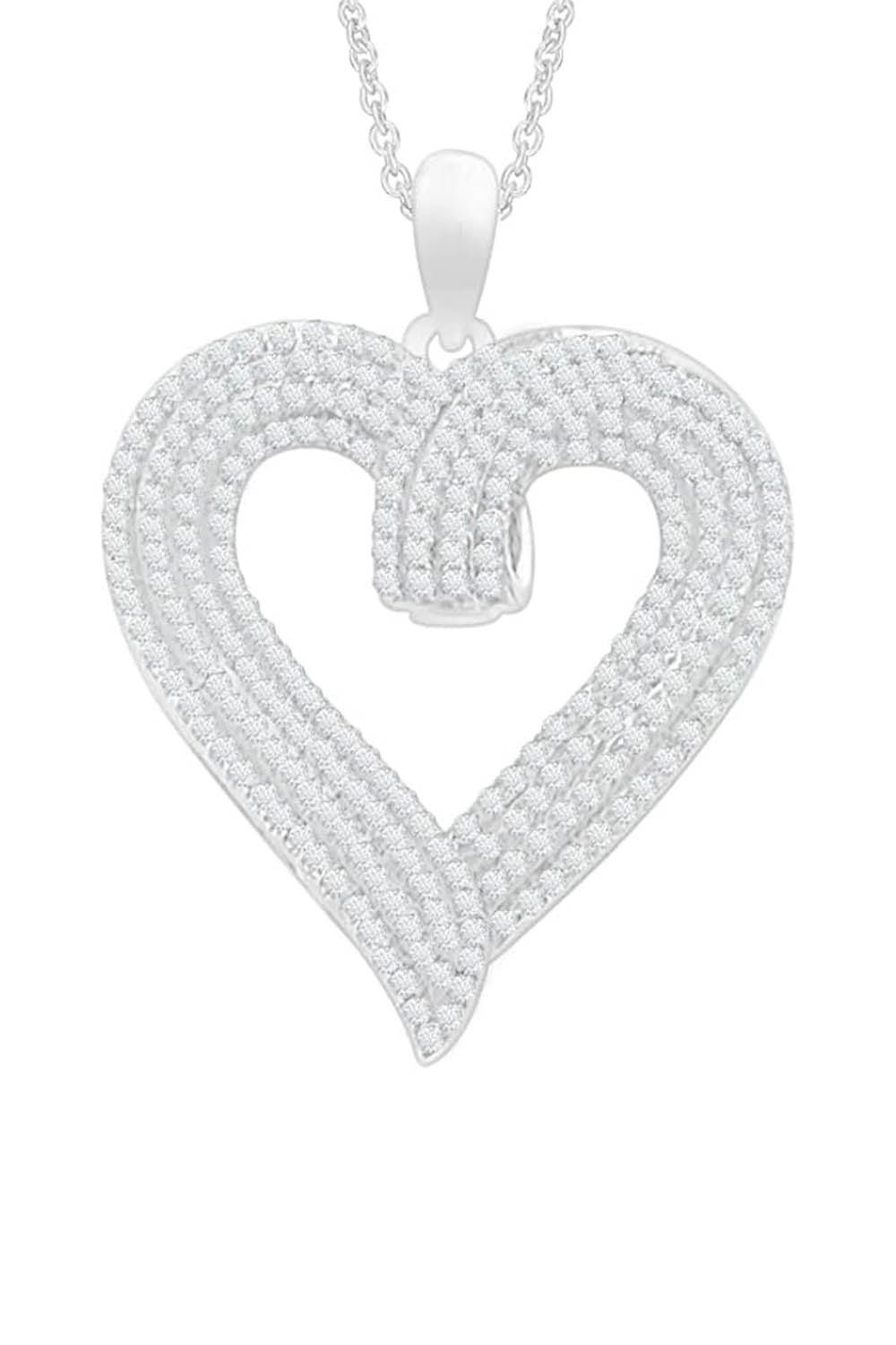 White Gold Color Moissanite Diamond Heart Pendant Necklace