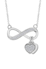 White Gold Color Double Heart Infinity Necklace