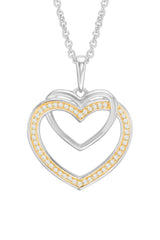 Moissanite Double Hearts Pendant Necklace in 18K Gold Plated Sterling Silver.