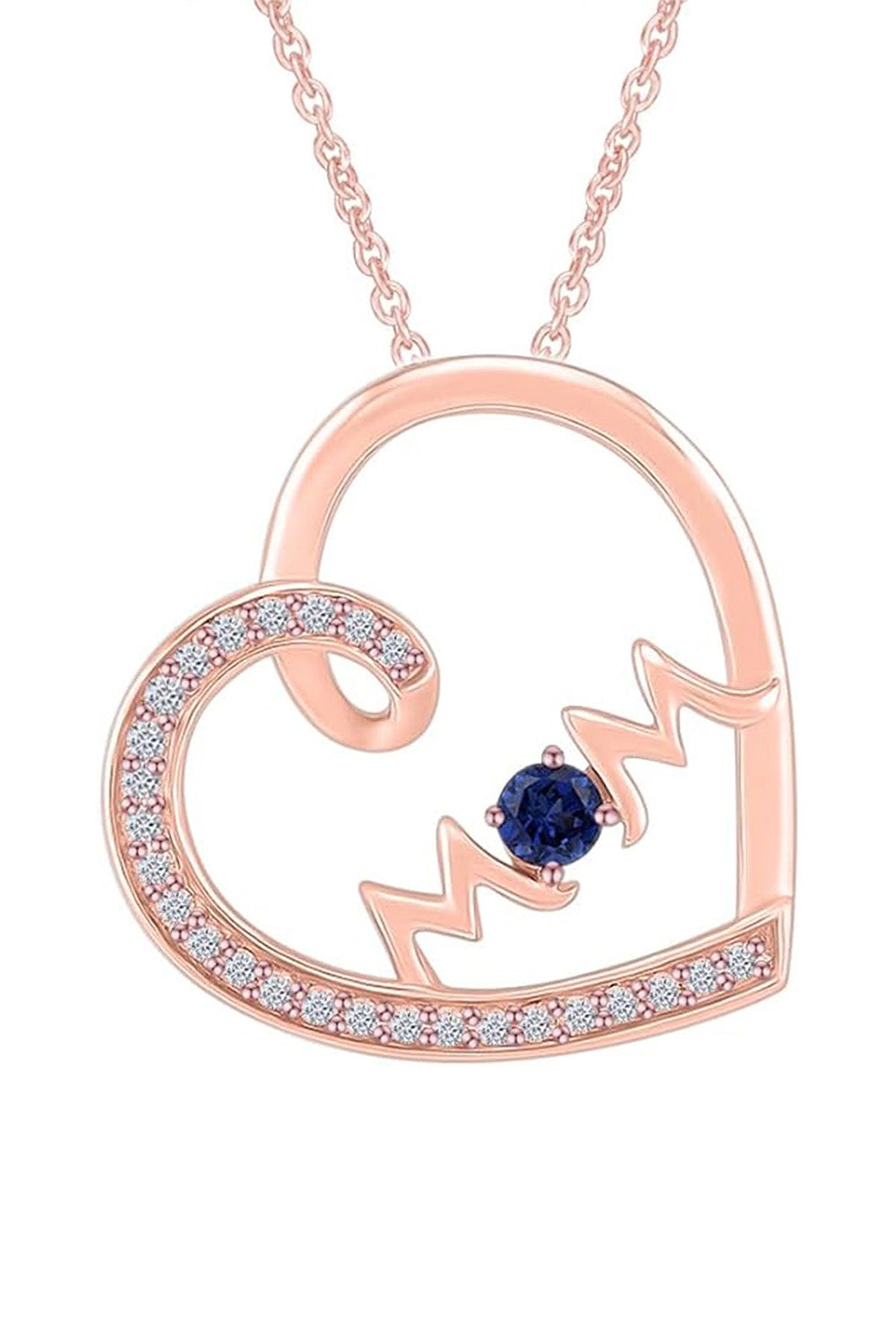Rose Gold Color Mom Heart Pendant Necklace 