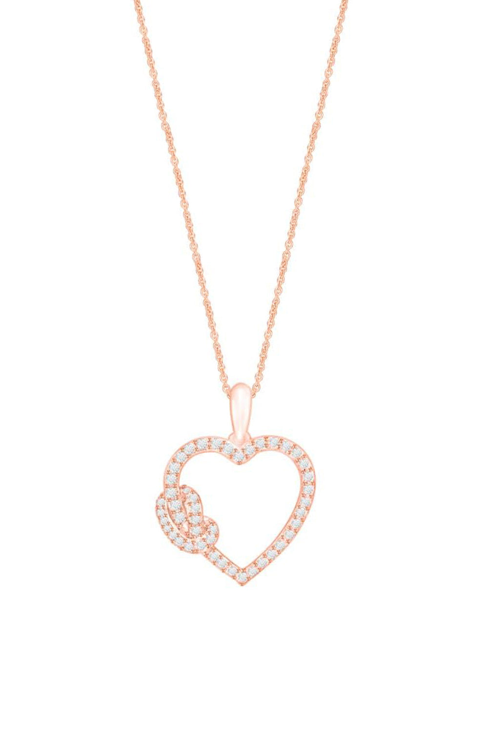 Rose Gold Color Knotted Heart Pendant Necklace