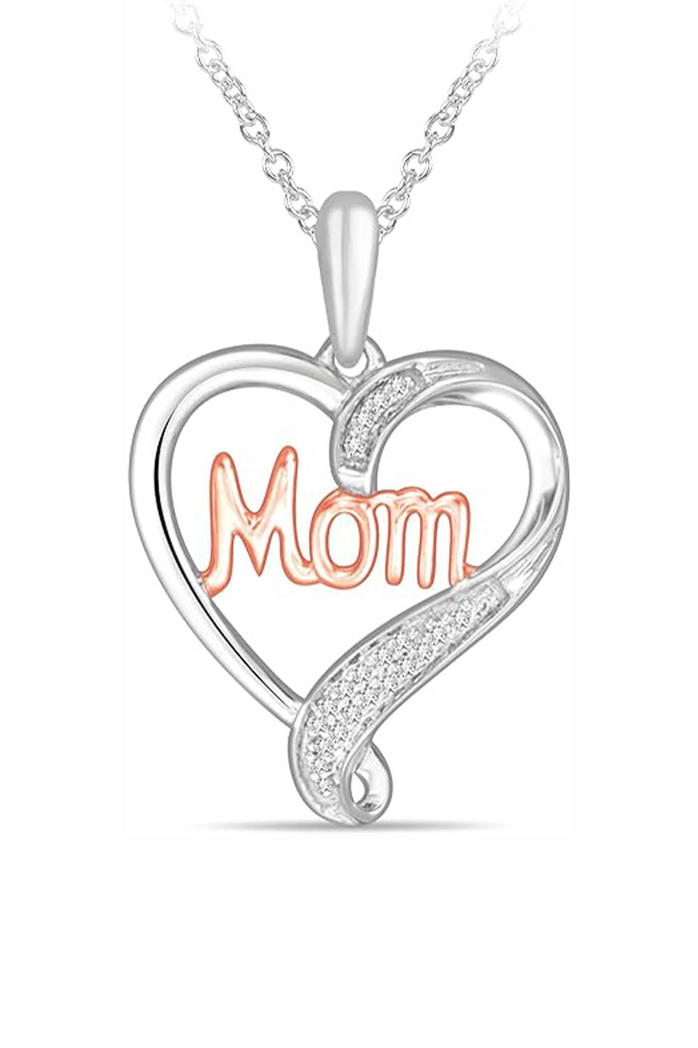 Yaathi 1/5 Carat Moissanite Mom Heart Pendant Necklace in 18k Tone Tone Gold Over Sterling Silver Jewellery.