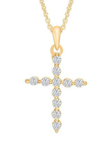 Yellow Gold Color Yaathi Moissanite Cross Pendant Necklace 18k Gold