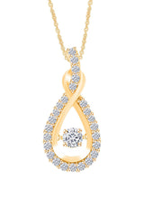 Yellow Gold Color Moissanite Diamond Layered Infinity Pendant Necklace 