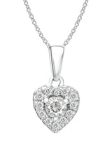 White Gold Color Heart Frame Pendant Necklace, Heart Pendant Necklace