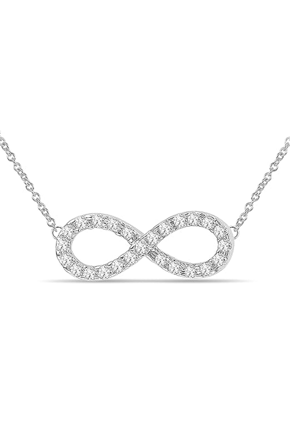 White Gold Color Sideways Infinity Pendant Necklace
