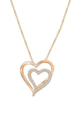 Rose Gold Color Double Heart Pendant Necklace