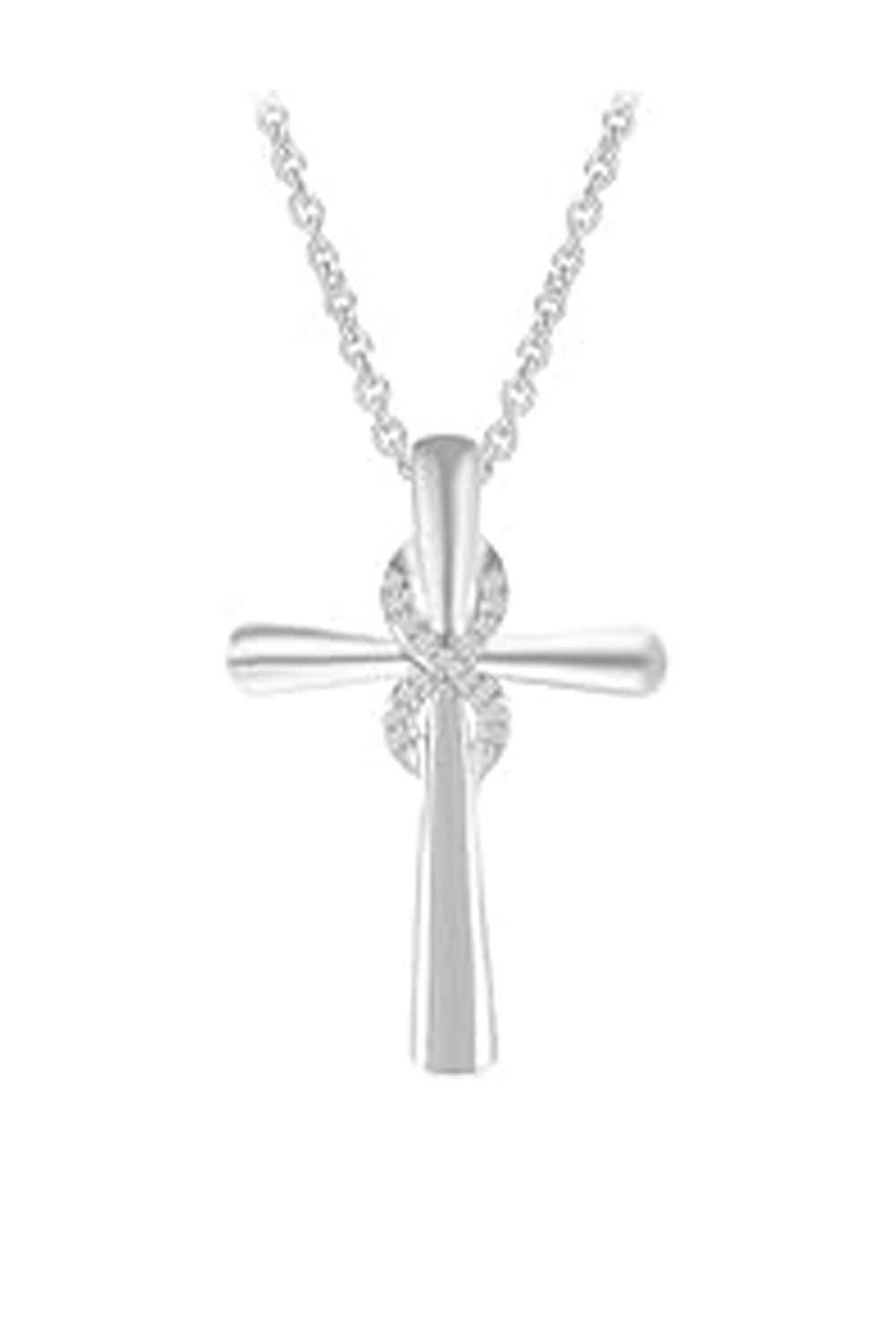 White Gold Color Infinity Cross Pendant Necklace 