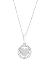 White Gold Color Open Circle Love Heart Pendant Necklace