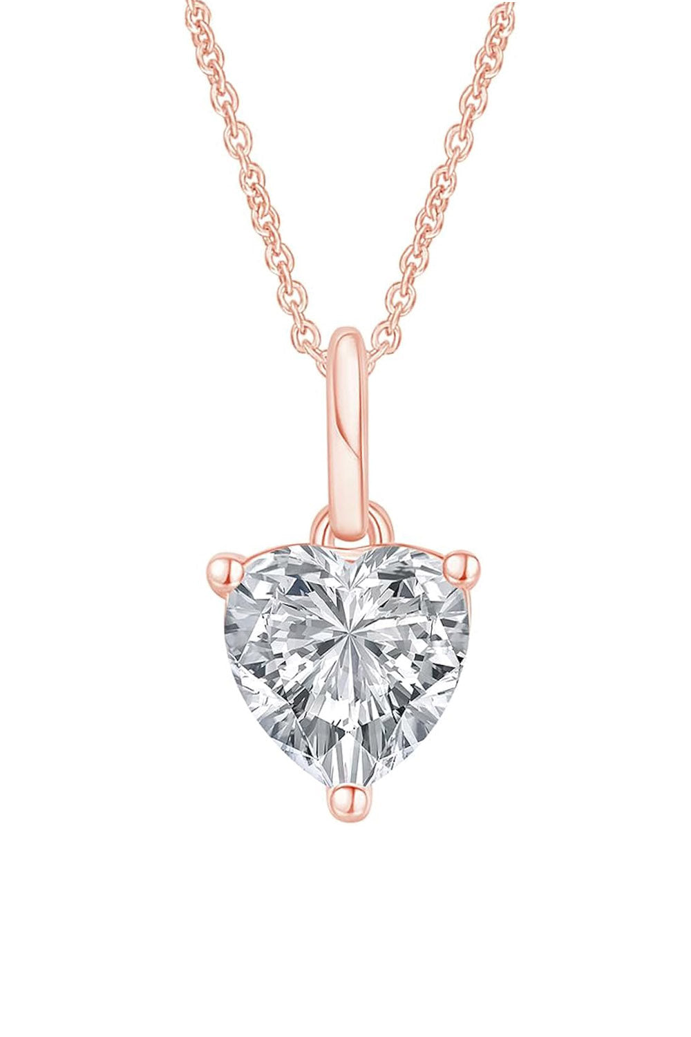 Rose Gold Color Love Heart Moissanite Diamond Pendant Necklace