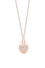 Rose Gold Color Round Moissanite Cluster Heart Pendant Necklace