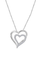 White Gold Color Double Heart Pendant Necklace