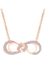 Rose Gold Color Love Knot Double Infinity Pendant Necklace
