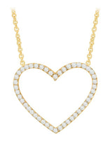 Exclusive Yellow Gold Color Round Moissanite Heart Pendant Necklace