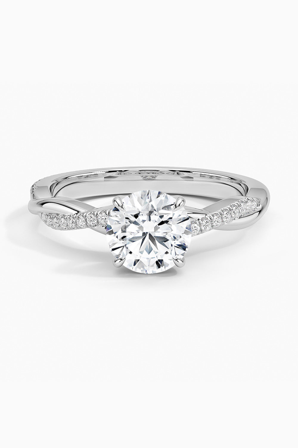 Round Shape Moissanite Twisted Ring