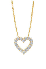 Yellow Gold Color Heart Outline Pendant Necklace