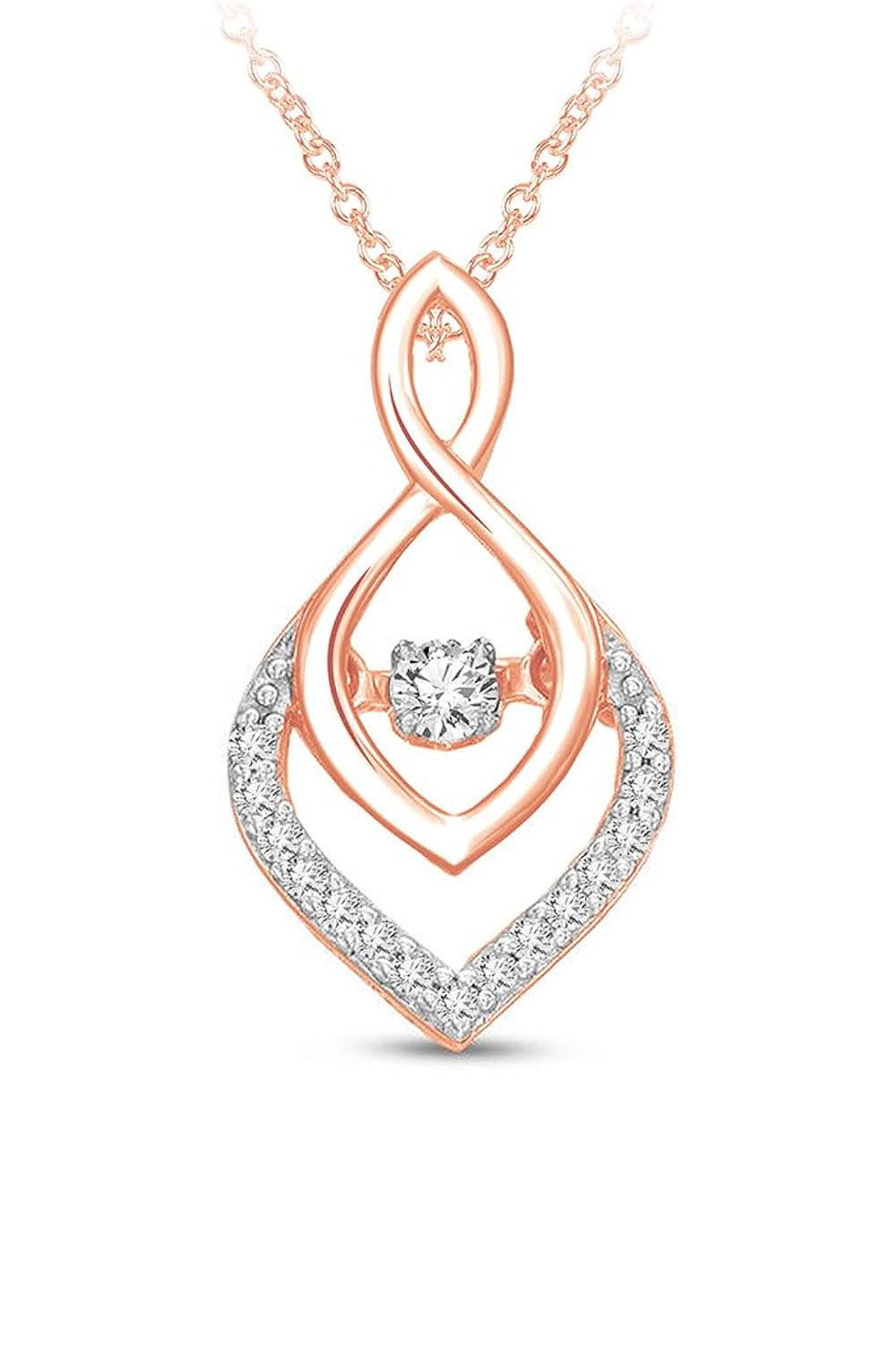Rose Gold Color Infinity Flame Pendant Necklace, Pendant For Women