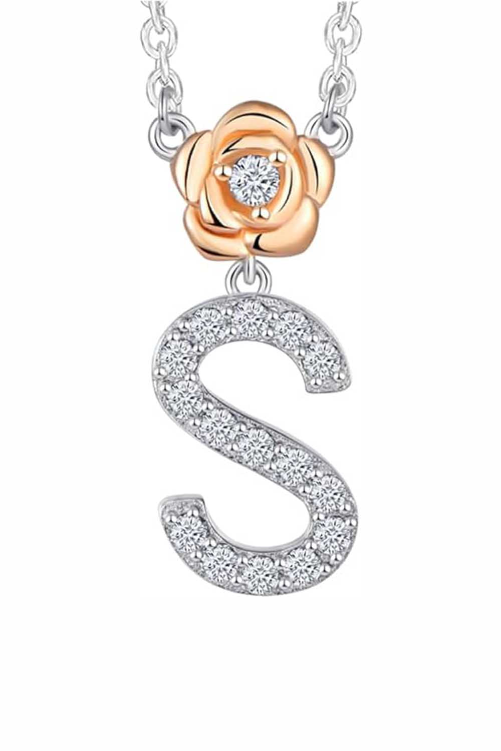 S Letter Flower Pendant Necklace