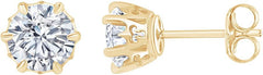 Yellow Gold Color Brilliant Diamond Solitaire Stud Earrings for Women