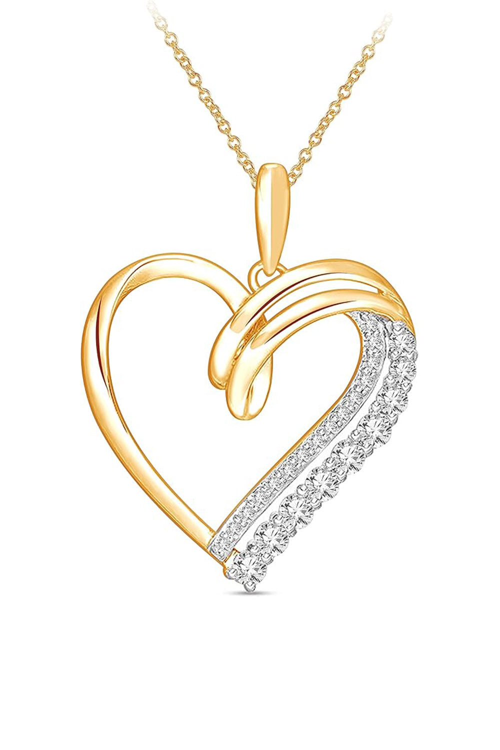 Yellow Gold Color Looping Heart Pendant Necklace